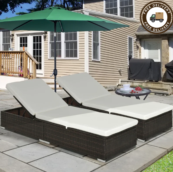 Folding Rattan Sun Loungers