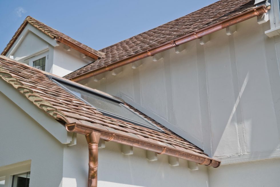 Copper Guttering on a roof