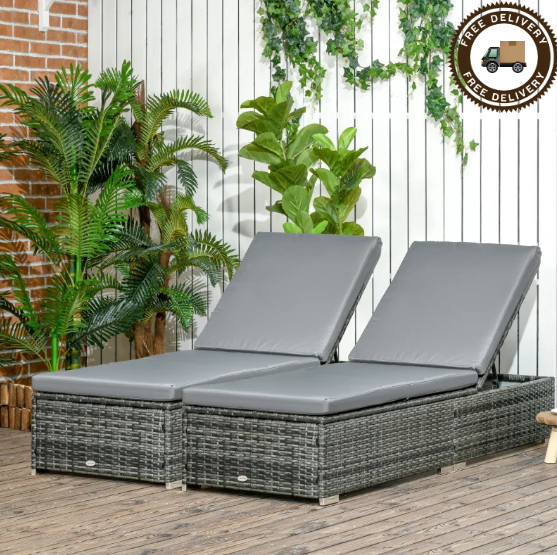 Grey wicker sun loungers sale