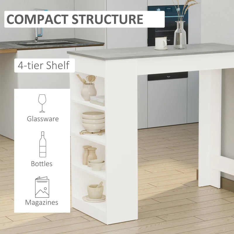 Stylish Grey Bar Table with 4-Tier Storage Shelf - Perfect for Kitchen, Dining Room & Living Room