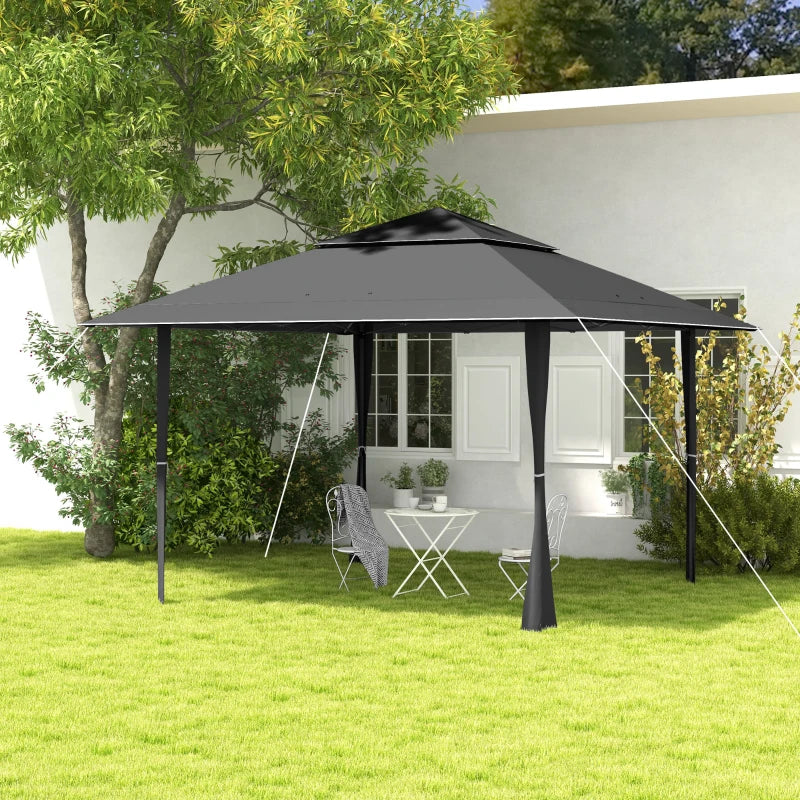 Dark Grey 4x4m Double Roof Pop-up Gazebo Canopy Tent with UV Protection