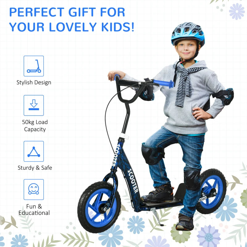 Adjustable Kids Scooter with Non-slip Footplate and Rear Brake for Safe Riding Blue