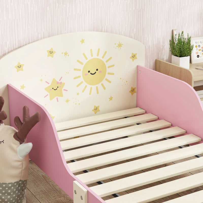 Sun Design Toddler Bed with Storage & Guardrails - Fits 140x70cm Mattress, Ideal for Ages 3-8 Years