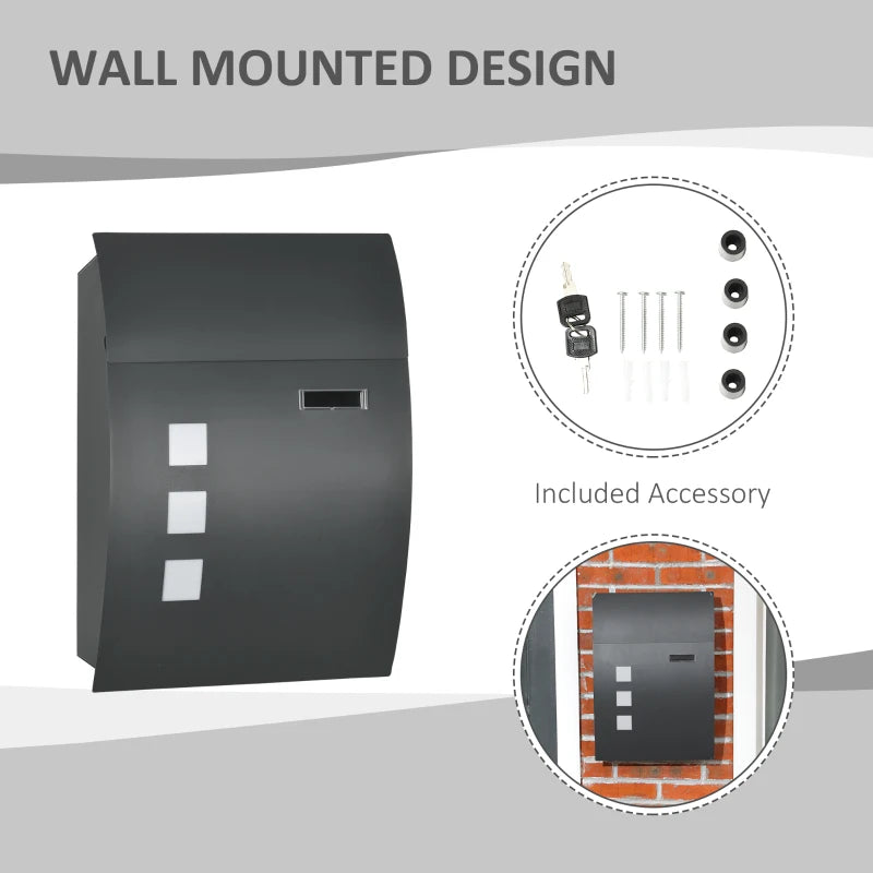 Wall-Mounted Letterbox With 2 Keys and Nameplate
