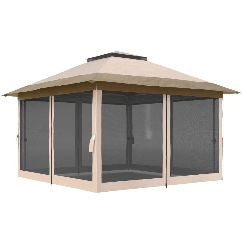 Spacious 3.6m Pop-Up Gazebo with Accessories - Beige