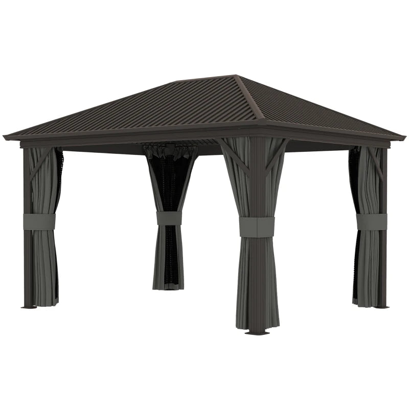 Dark Grey 3.6m x 3m Aluminium Frame Hardtop Gazebo with Accessories