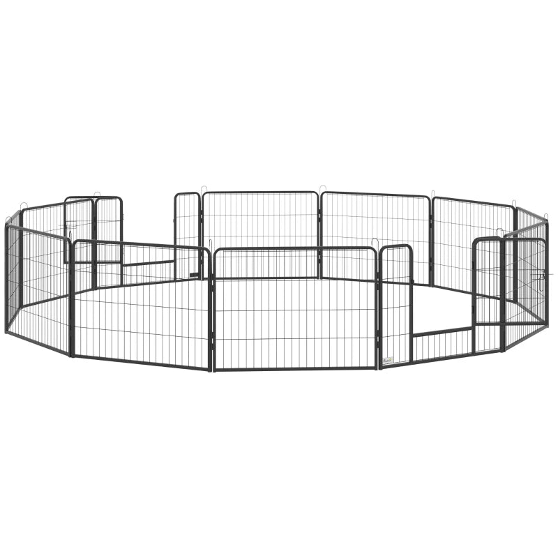 Heavy Duty 12 Panel Puppy Playpen for Small Dogs Indoor Outdoor Use Silver