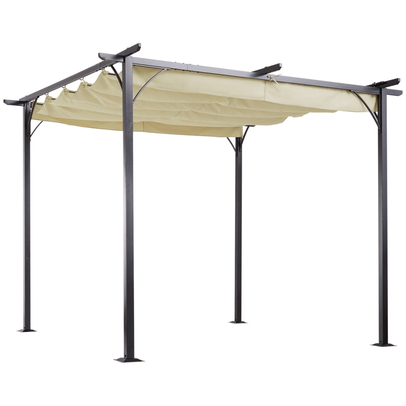 3m x 3m Beige Metal Pergola - Outdoor Garden Gazebo