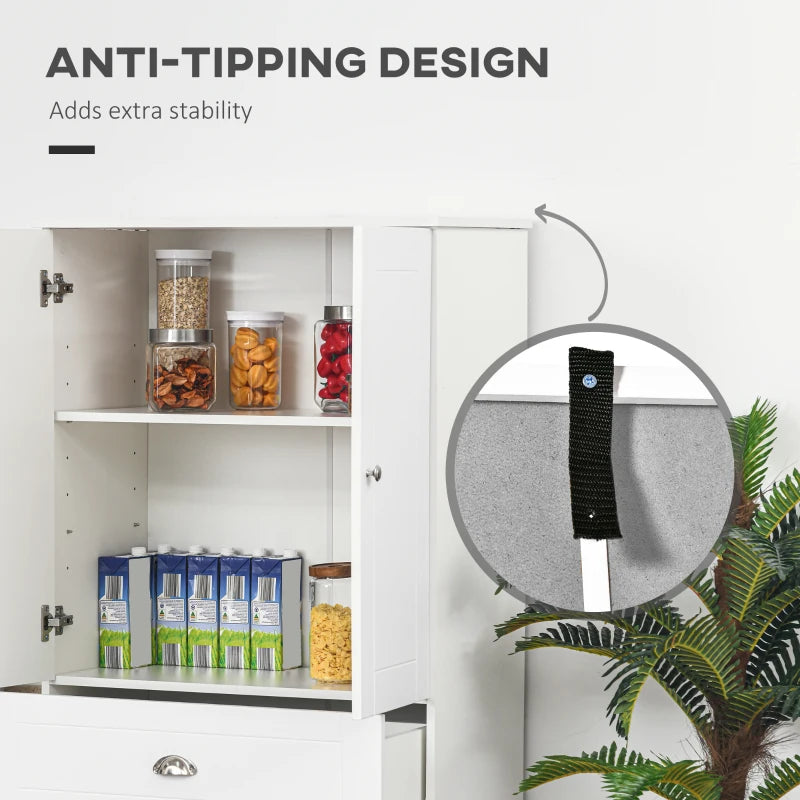 Freestanding Tall Kitchen Storage Cabinet with Drawer and Adjustable Shelves for Dining Room