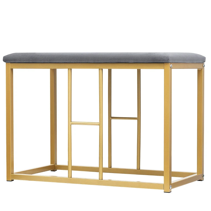 Modern Gold Dining Table Set with 4 Small & 2 Large Stools, Steel Frame, 140x70x76 cm, 120 kg Capacity