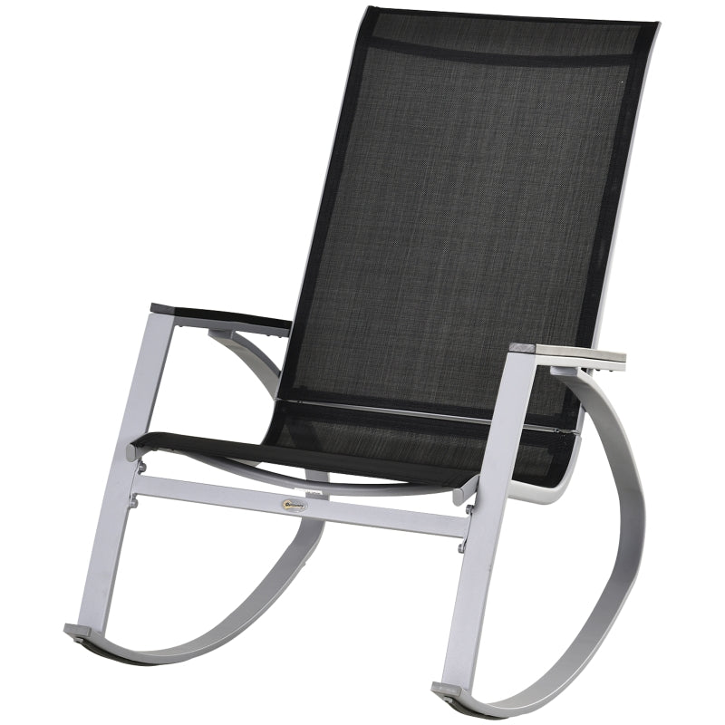 Black High Back Rocking Sun Lounger Chair for Garden Patio