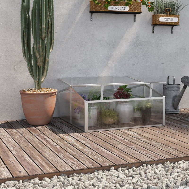 Green Polycarbonate Raised Bed Greenhouse 100x100x48cm