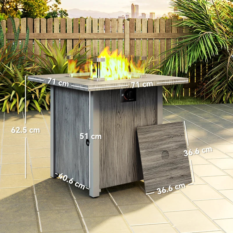 50,000 BTU Dark Grey Gas Fire Pit Table with Cover - Outdoor Heating Solution for Patios and Backyards