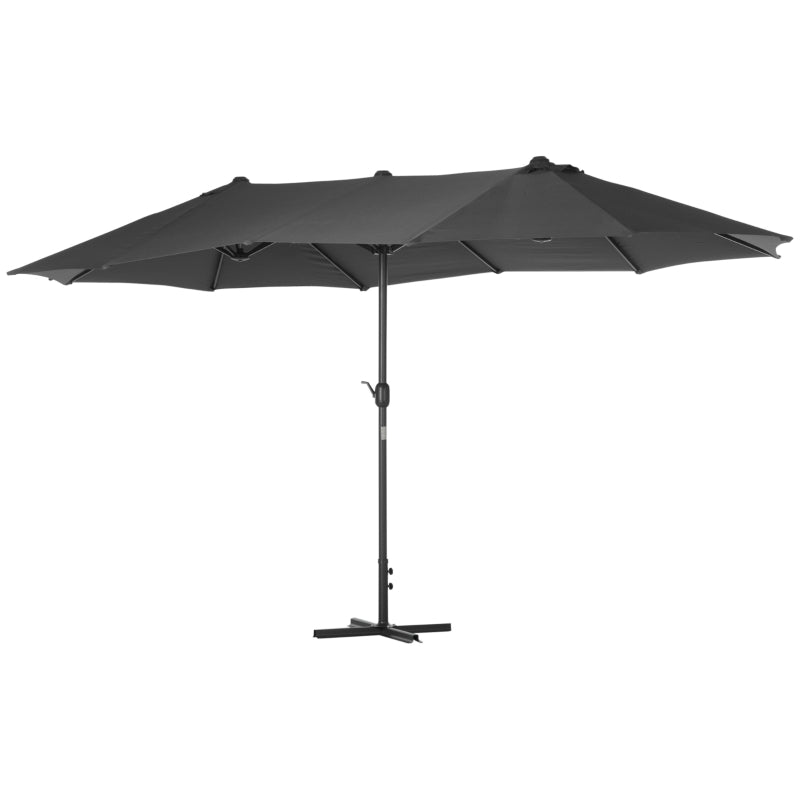 Double-sided Grey Sun Umbrella Canopy - 4.6M Crank Sun Shade