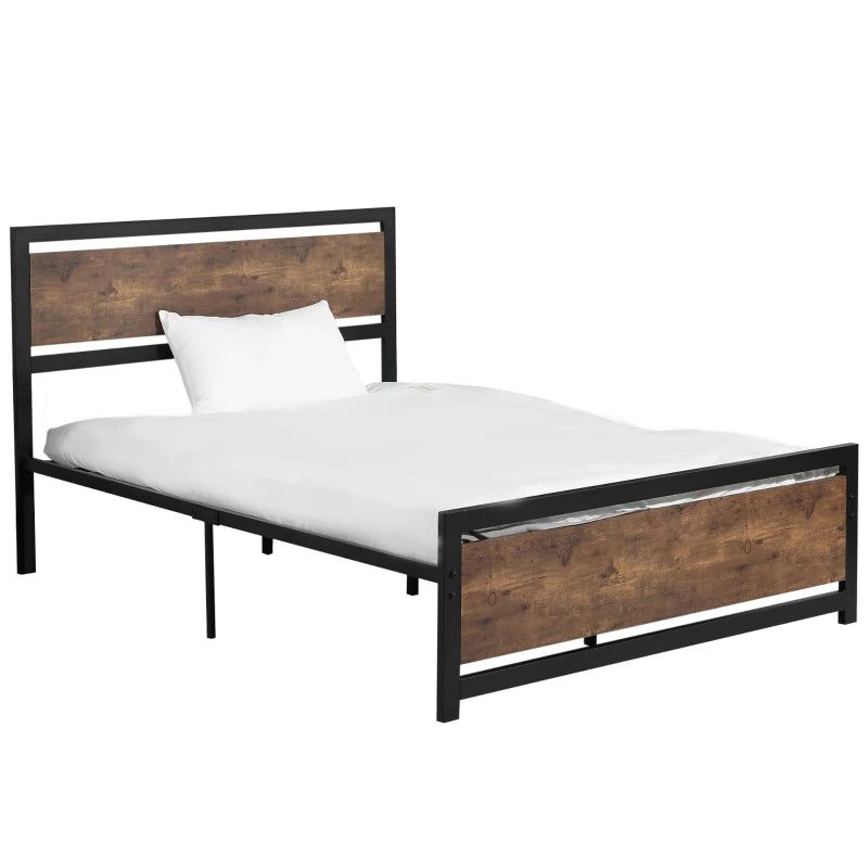 Double Size Metal Bed Frame with Headboard & Footboard - Sturdy Slat Support & Underbed Storage - Ideal Bedroom Furniture for Adults