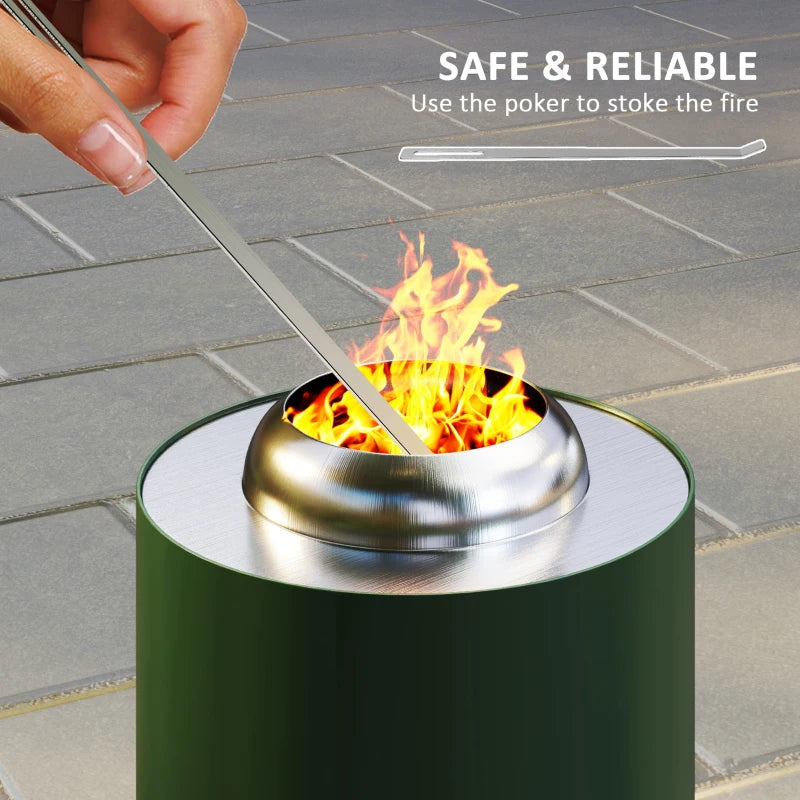 Portable Smokeless Fire Pit - 16x16 cm Stainless Steel Wood Burning Tabletop Fire Pit for Garden & Camping - Green