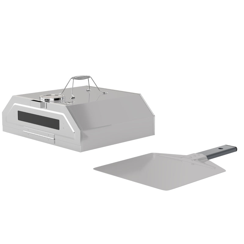 Portable Stainless Steel BBQ Grill Pizza Oven with Thermometer, Viewing Window, and Accessories