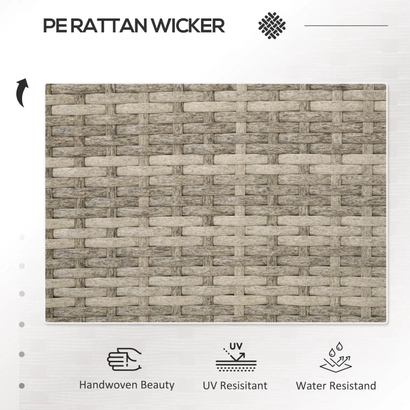 Grey Rattan Garden Loveseat with Glass Table & Cushions