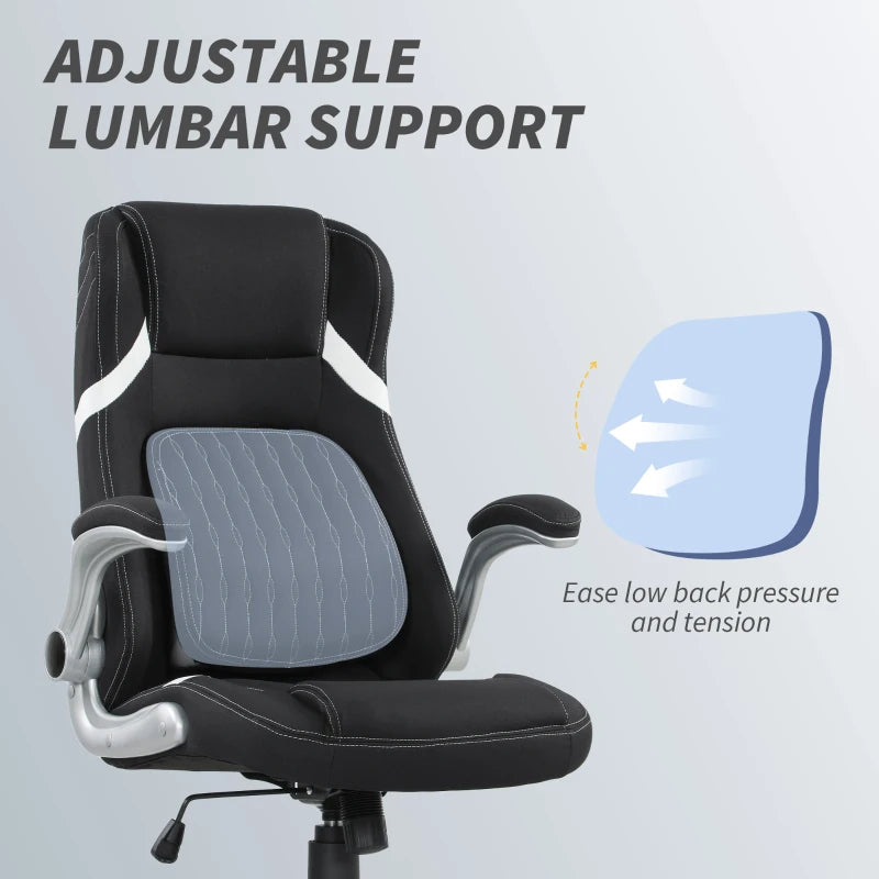 Vinsetto Adjustable Height Linen-Look Office Chair - Stylish Black Ergonomic Design for Home & Office Comfort