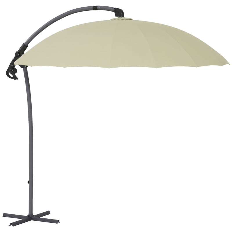 Beige 2.7m Cantilever Parasol with Cross Base