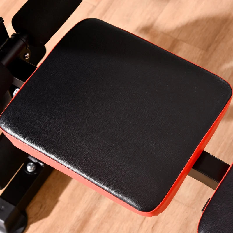 Adjustable Multi-Function Weight Bench with Leg Extension and Barbell Rack for Home Gym Strength Training Red