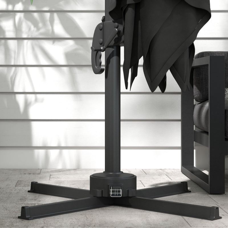 Adjustable Cantilever Parasol with Solar LED Lights, Dark Grey, 3m