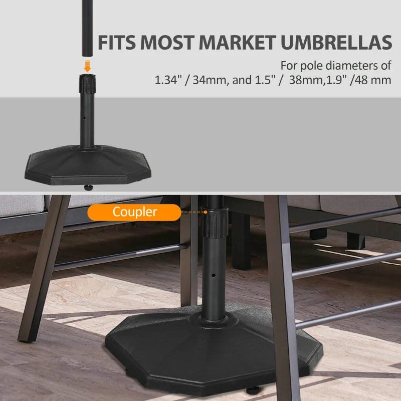 Black Concrete Patio Umbrella Base for 34mm, 38mm, and 48mm Poles