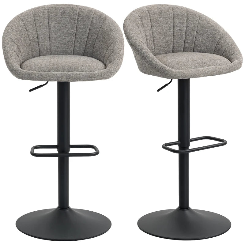 Set of 2 Grey Relaxed Tub Bar Stools - Modern Design, Comfortable Seating for Kitchen or Home Bar