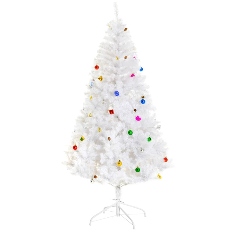 6ft Elegant White Snow Artificial Christmas Tree with Metal Stand - Seasonal Home Decorations for Holiday Cheer