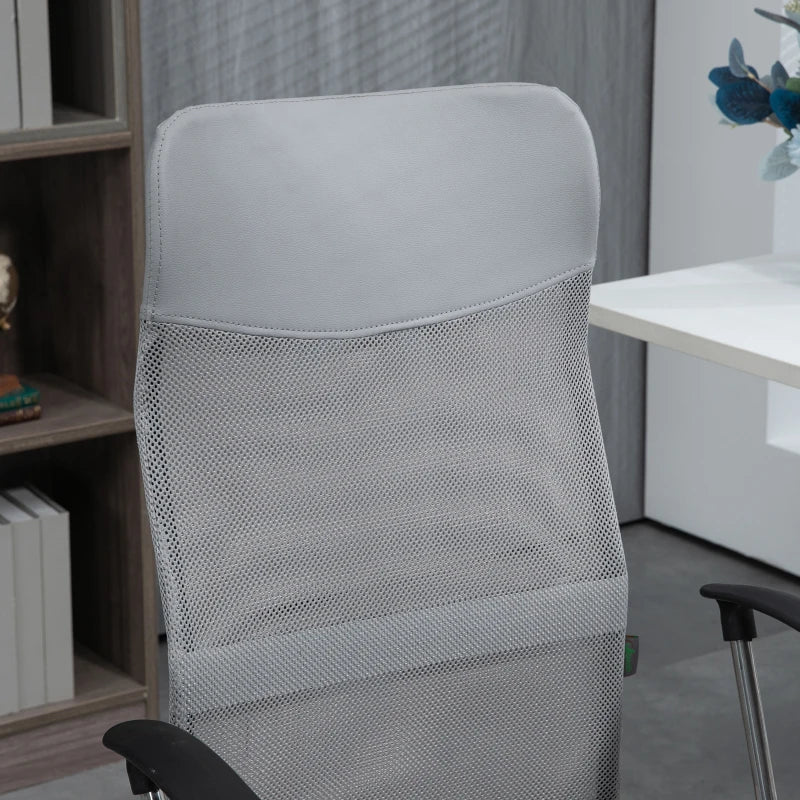 Vinsetto Ergonomic Mesh Office Chair - Adjustable Height & Tilt Function - Light Grey Comfort for Home & Office