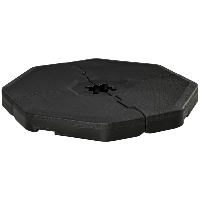 Black Detachable Cantilever Umbrella Base, Outdoor Parasol Stand with Sand and Water Fill, 140KG Capacity