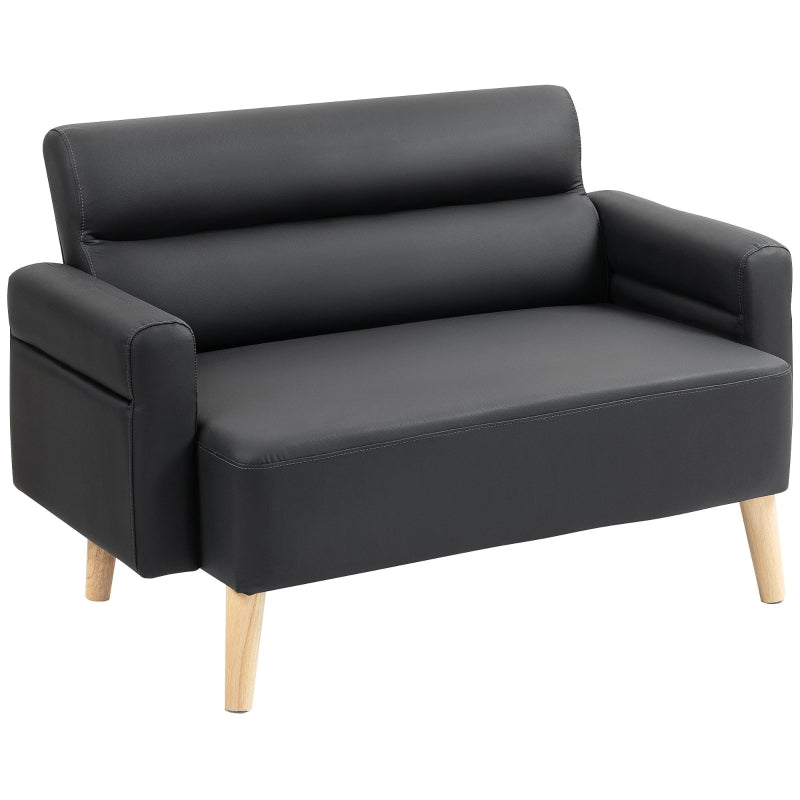 Compact Black Faux Leather 2-Seater Sofa for Stylish Living Rooms