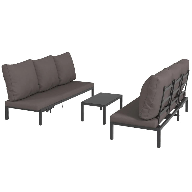 Three-Piece Aluminium Lounger Set With Reclining Backs