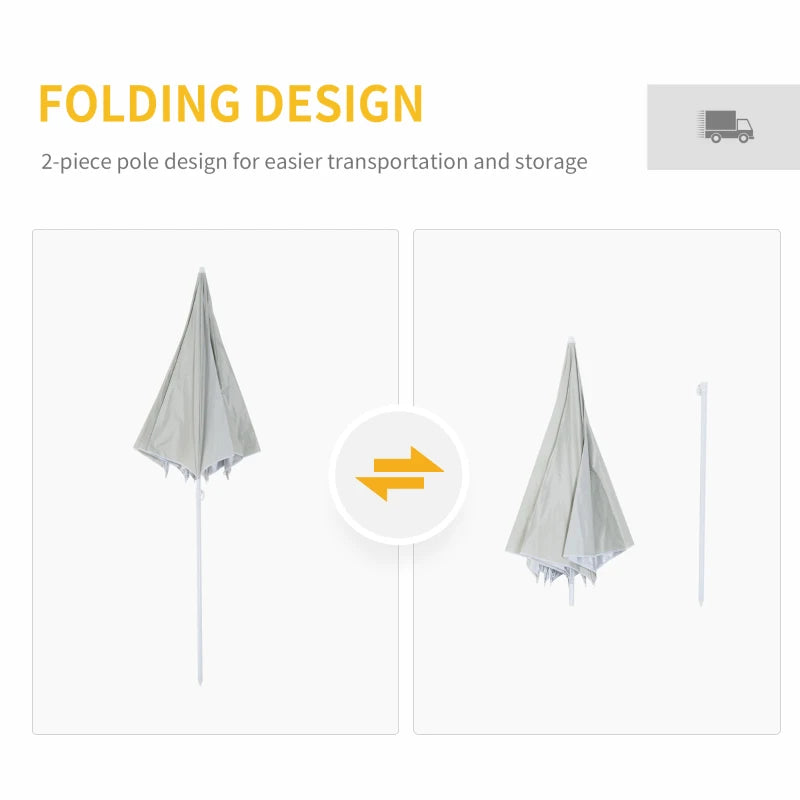Beach Fishing Umbrella with Sides - Off-White