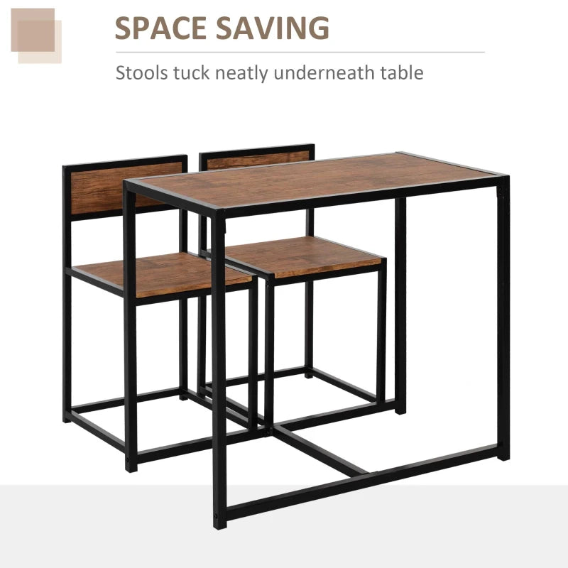 Compact Dining Table and Chairs Set for Small Spaces - Rectangular Steel Frame with Natural Finish - Ideal for Kitchens