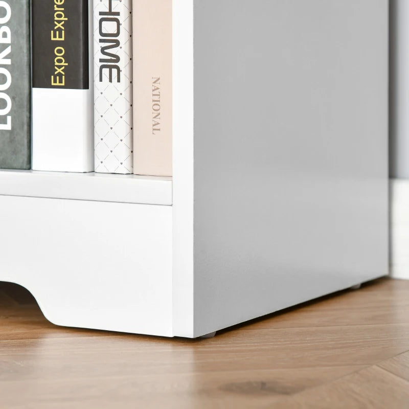 Stylish 2-Tier Wooden Cube Bookcase - Freestanding Open Storage Shelving Unit for Home Office & Living Room, White, 118x29x76cm