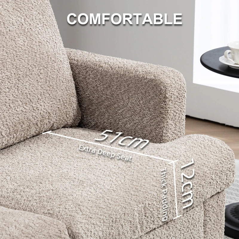 Stylish 2 Seater Loveseat Sofa with Removable Cushions in Light Brown Chenille Fabric for Living Room