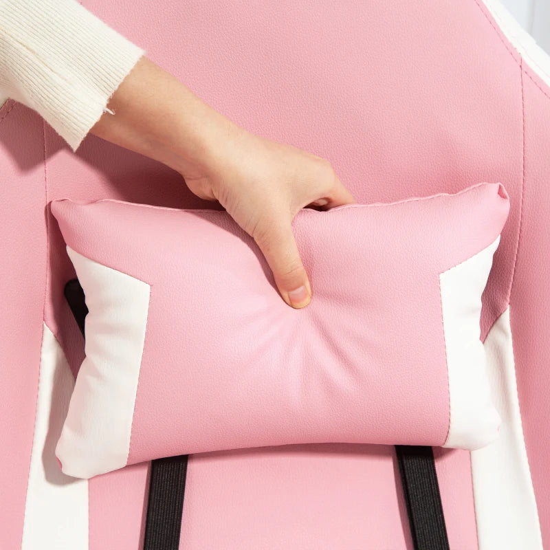 Pink PU Leather Manual Recliner Armchair with Adjustable Leg Rest, 135° Recline and 360° Swivel