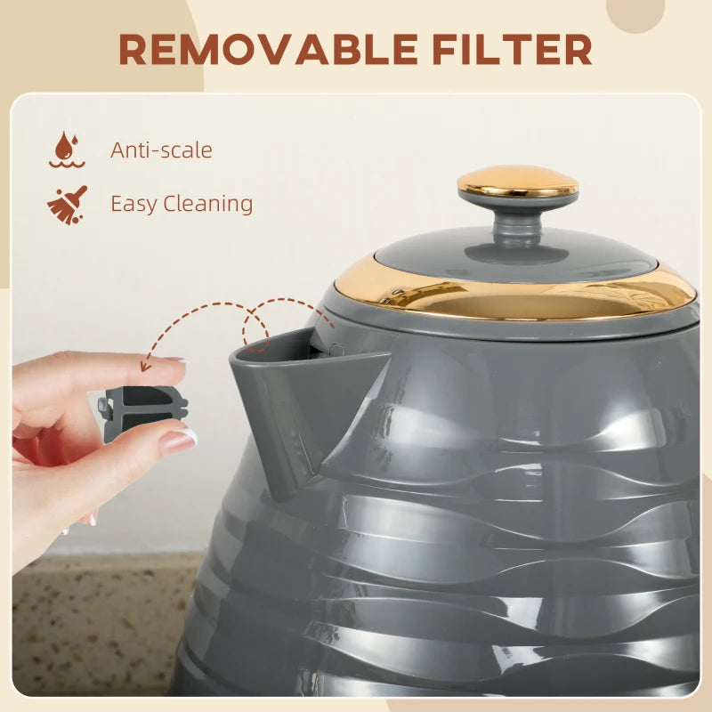 3kW Rapid Boil Grey Honeycomb Kettle - Stylish, Fast Boiling Electric Kettle for Home & Kitchen