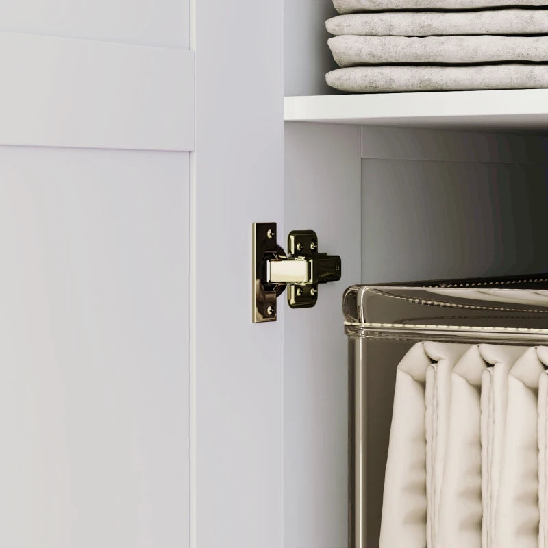 Double Paneled Door Wardrobe with Shelves Stylish White Storage Solution for Bedrooms