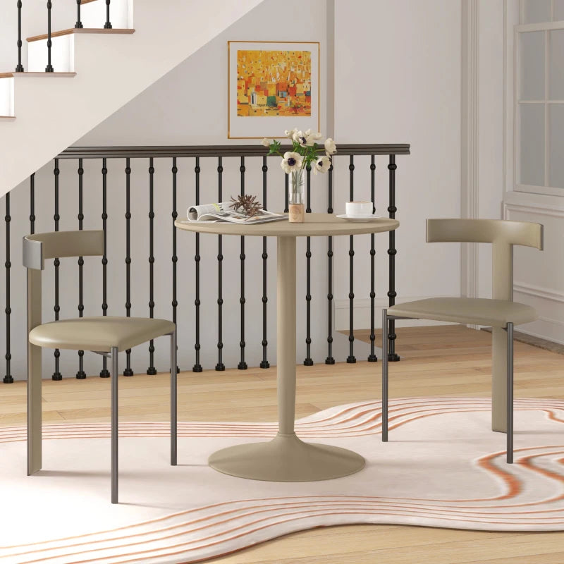 Minimalistic 75H x Φ70cm Light Brown Two-Person Dining Table - Modern Design for Small Spaces