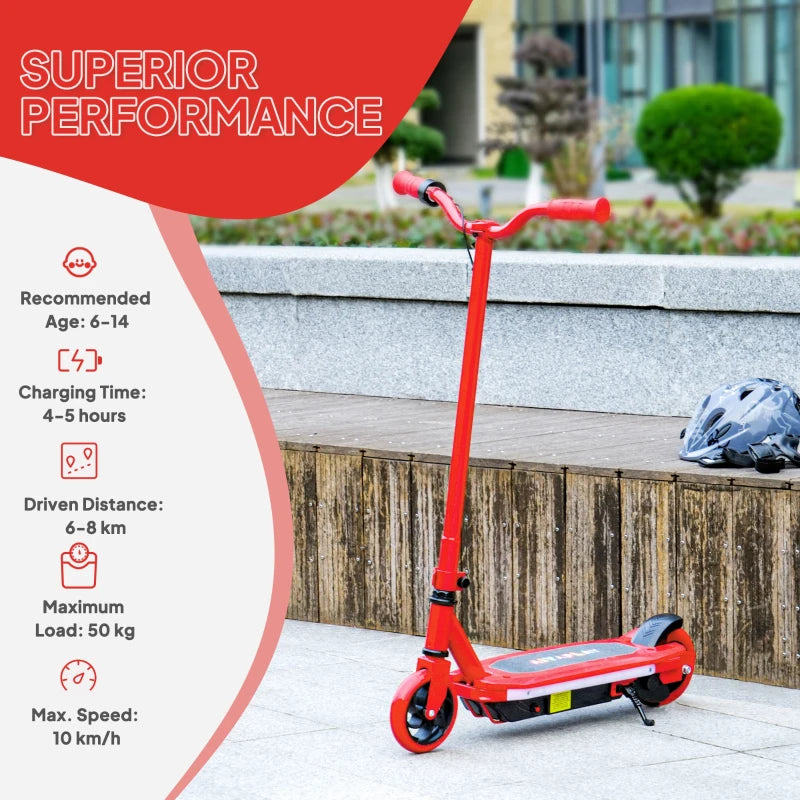 Electric Scooter for Kids Ages 6-14 with Colorful LED Lights Red