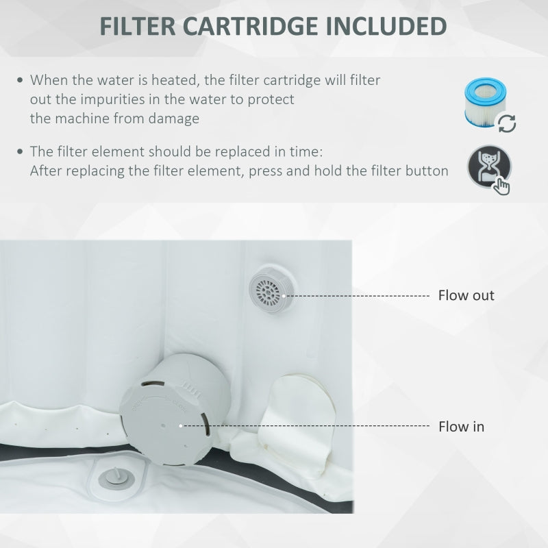 Round Inflatable Spa Hot Tub with Pump - Light Grey