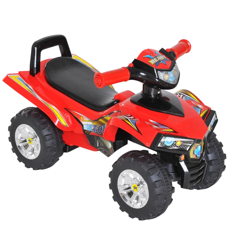 Kids Off-Road Quad Bike Ride-On Toy - Red Racing Car with Horn & Music - 4 Wheels, No Power