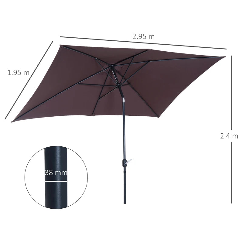 Brown Tilt Crank Patio Umbrella