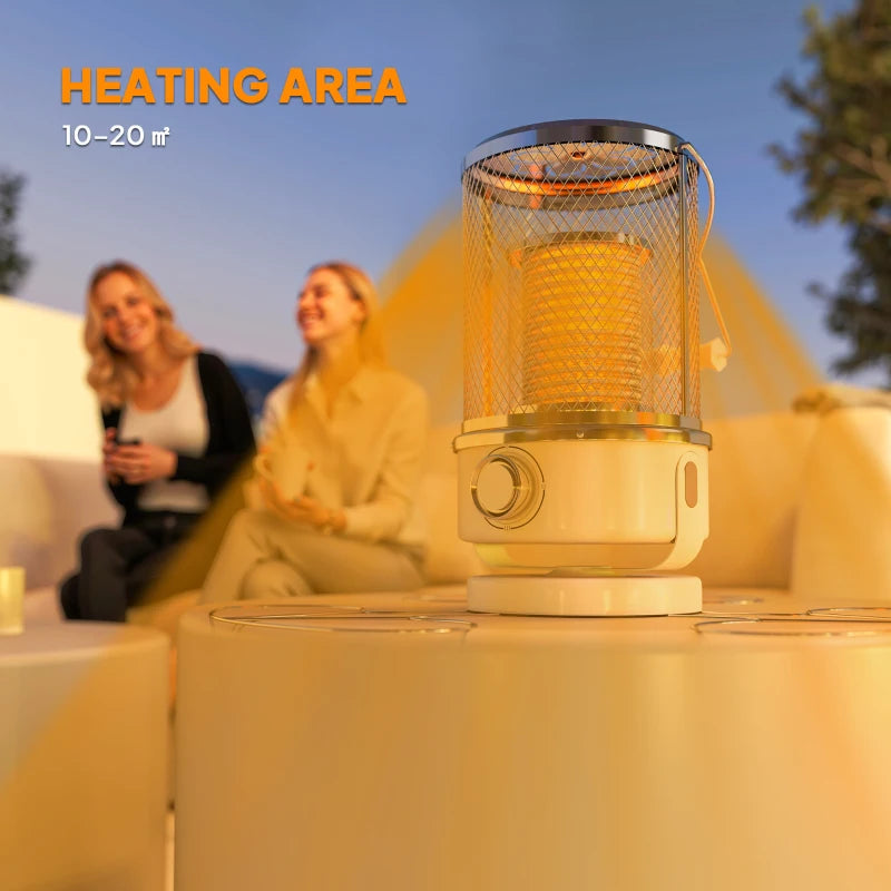 2000W Freestanding Outdoor Infrared Heater - 10-20㎡ Coverage, Tip-Over & Overheat Protection, Indoor/Outdoor Use, White