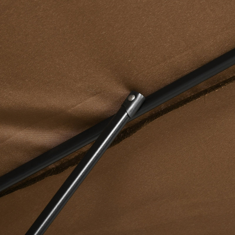 Brown Rectangular Garden Parasol Umbrella with Tilt and Crank