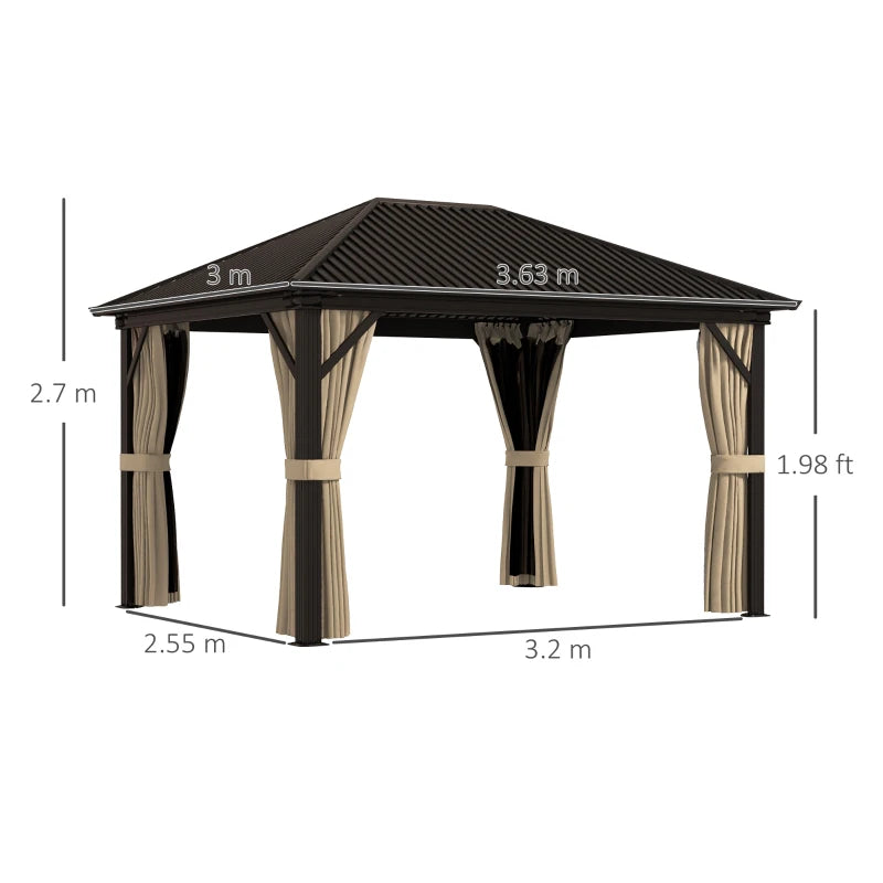 3.6m x 3m Hardtop Gazebo With Aluminium Frame
