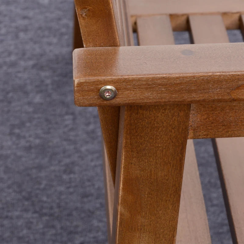 Brown Wooden Outdoor Patio Loveseat Bench with Backrest and Armrest