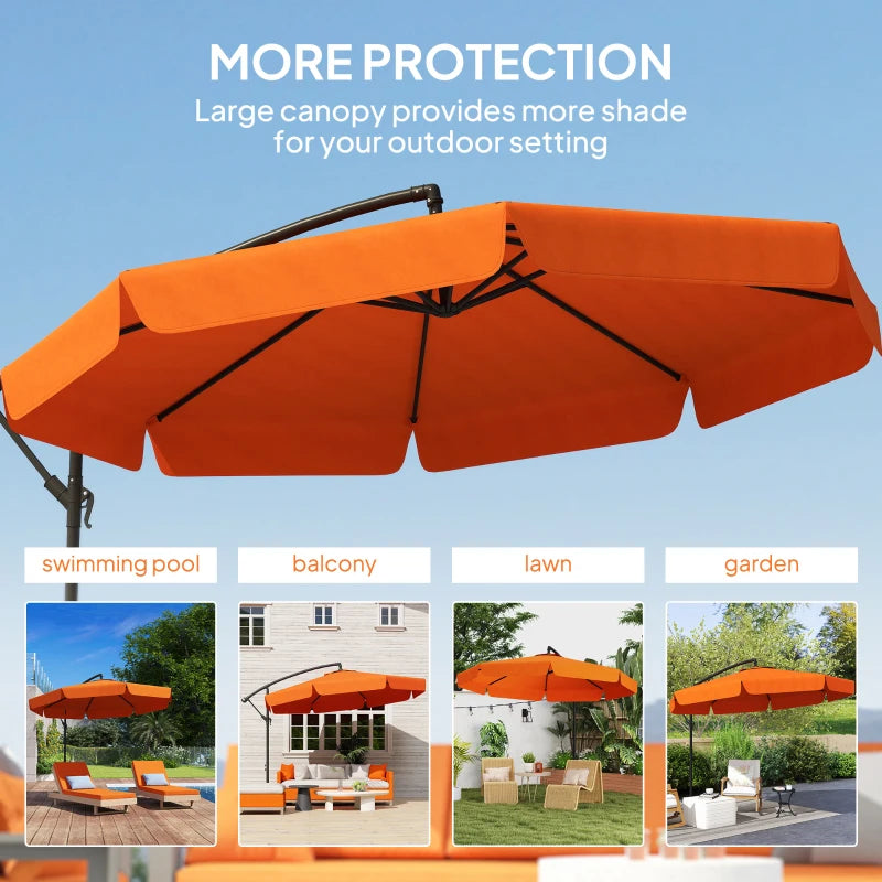 2.7m Orange Garden Cantilever Banana Parasol - Outdoor Umbrella for Patio and Deck